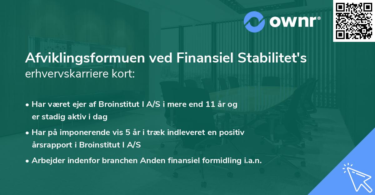 Afviklingsformuen ved Finansiel Stabilitet's erhvervskarriere kort