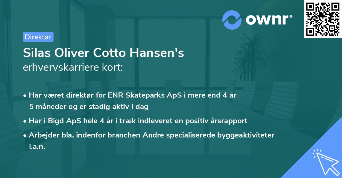 Silas Oliver Cotto Hansen's erhvervskarriere kort