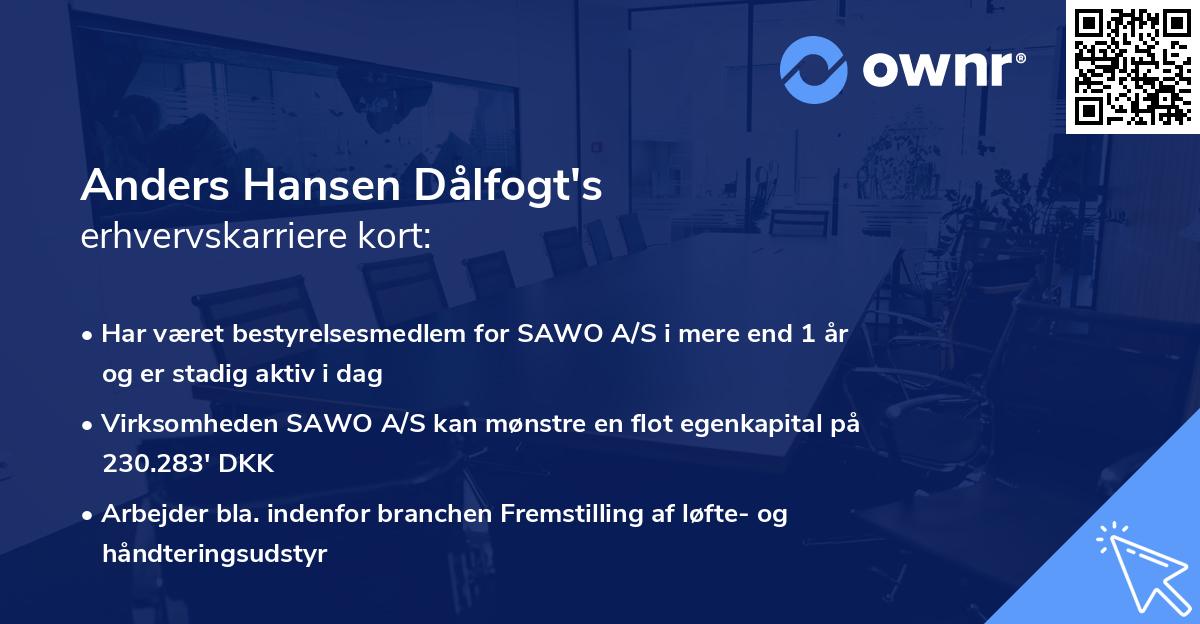 Anders Hansen Dålfogt's erhvervskarriere kort