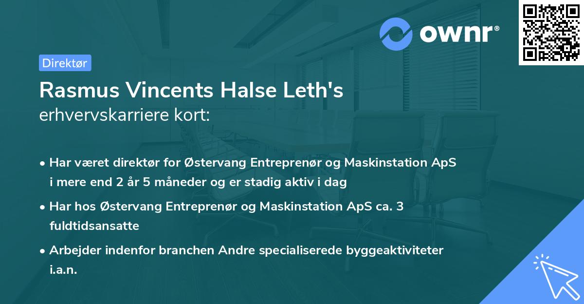 Rasmus Vincents Halse Leth's erhvervskarriere kort