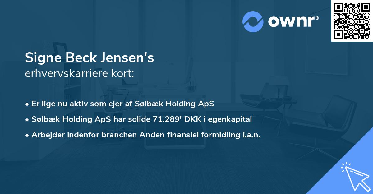 Signe Beck Jensen's erhvervskarriere kort