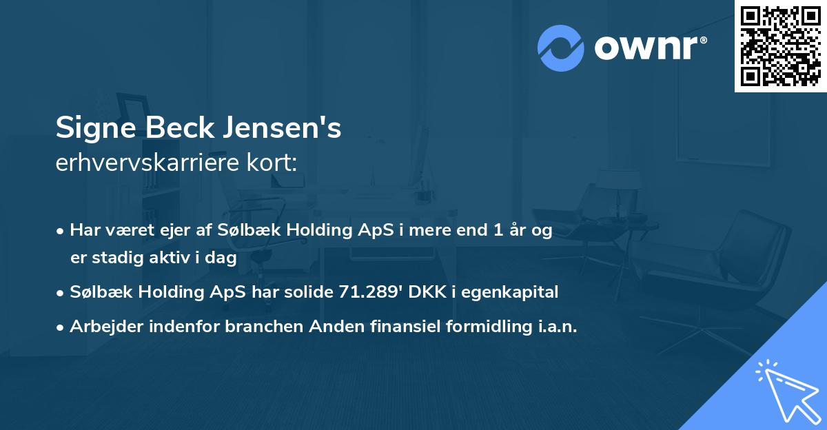 Signe Beck Jensen's erhvervskarriere kort