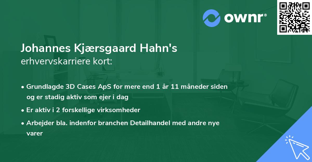 Johannes Kjærsgaard Hahn's erhvervskarriere kort