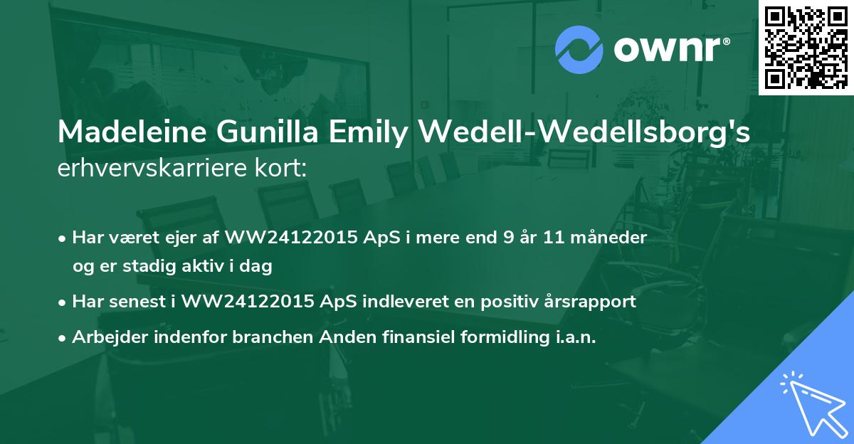Madeleine Gunilla Emily Wedell-Wedellsborg's erhvervskarriere kort