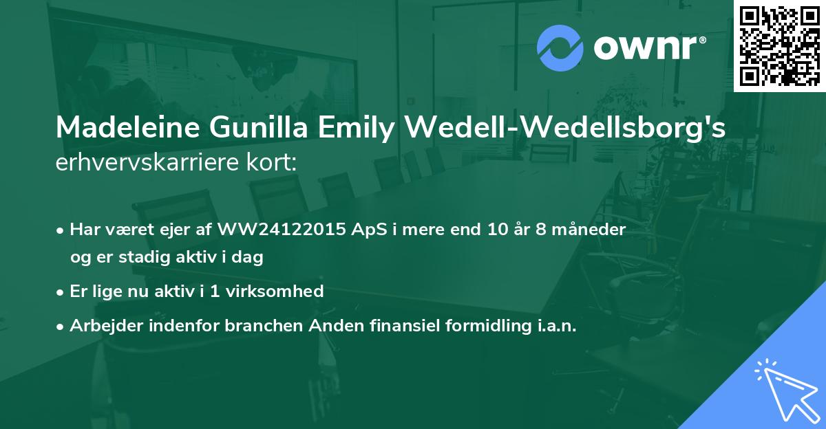 Madeleine Gunilla Emily Wedell-Wedellsborg's erhvervskarriere kort