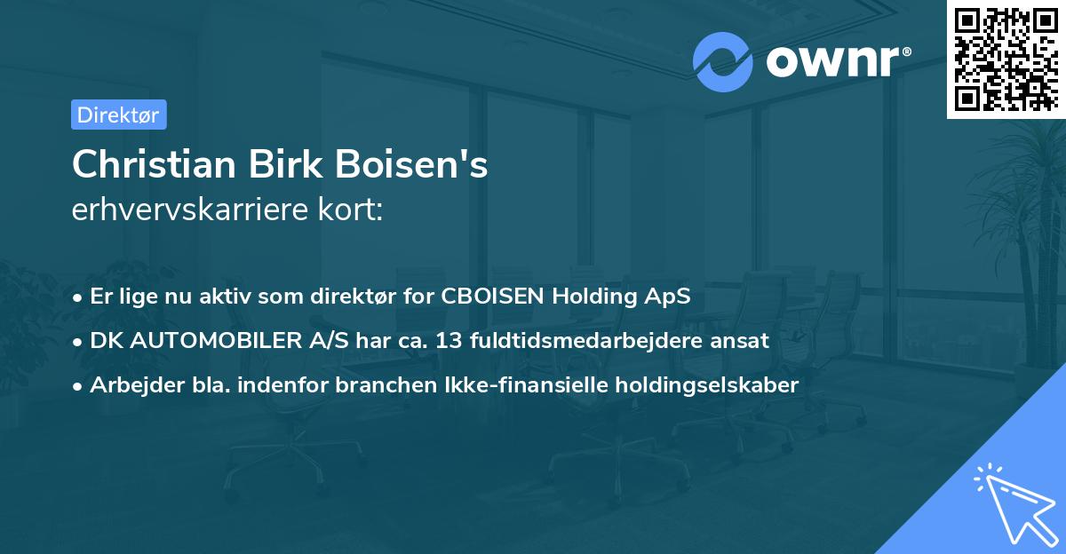 Christian Birk Boisen's erhvervskarriere kort