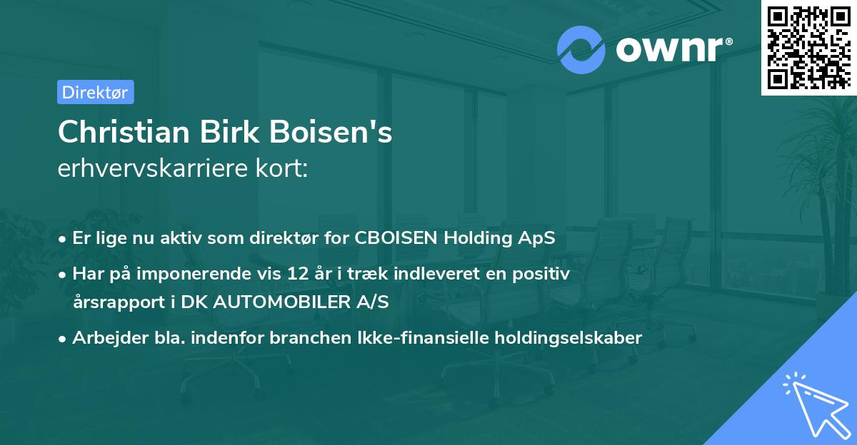 Christian Birk Boisen's erhvervskarriere kort