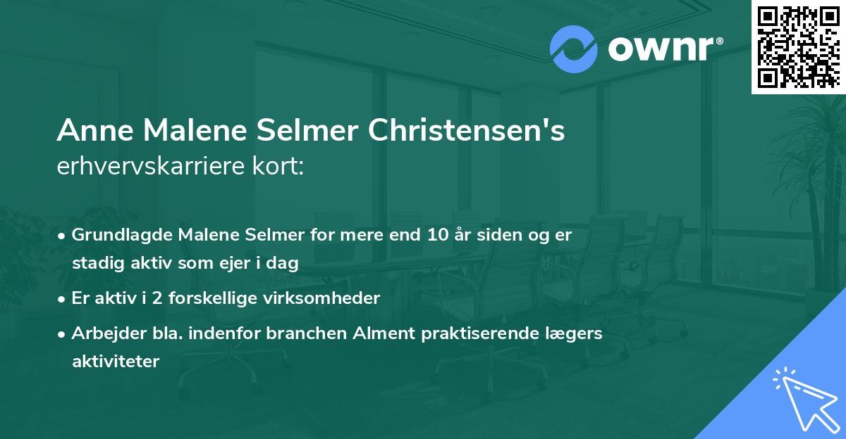 Anne Malene Selmer Christensen's erhvervskarriere kort
