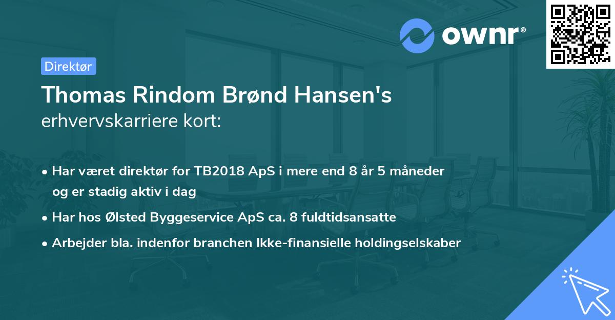 Thomas Rindom Brønd Hansen's erhvervskarriere kort