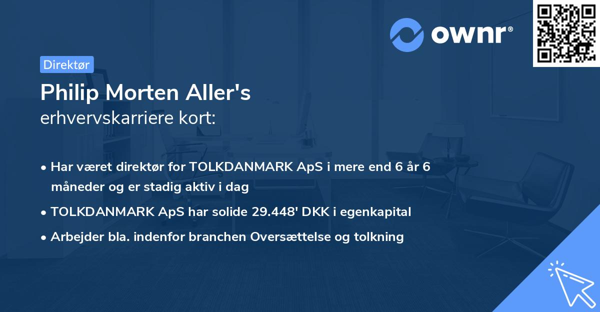 Philip Morten Aller's erhvervskarriere kort