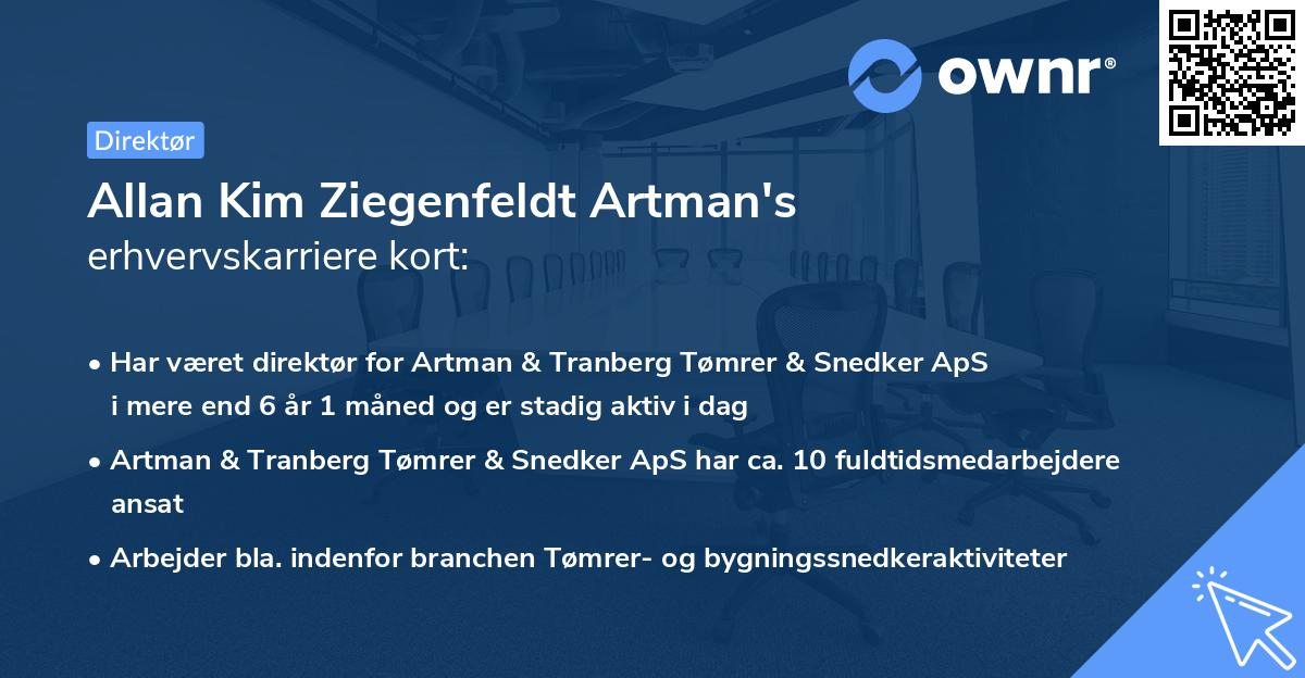 Allan Kim Ziegenfeldt Artman's erhvervskarriere kort