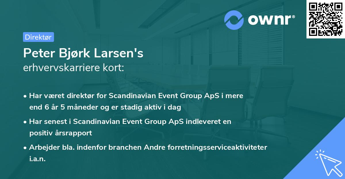 Peter Bjørk Larsen's erhvervskarriere kort