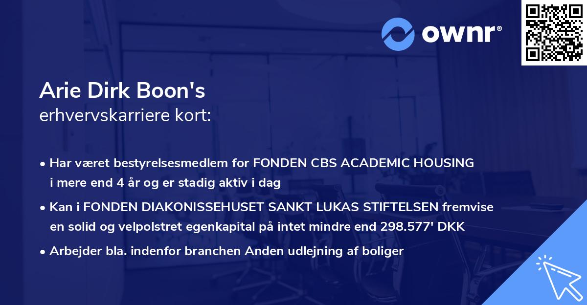 Arie Dirk Boon's erhvervskarriere kort