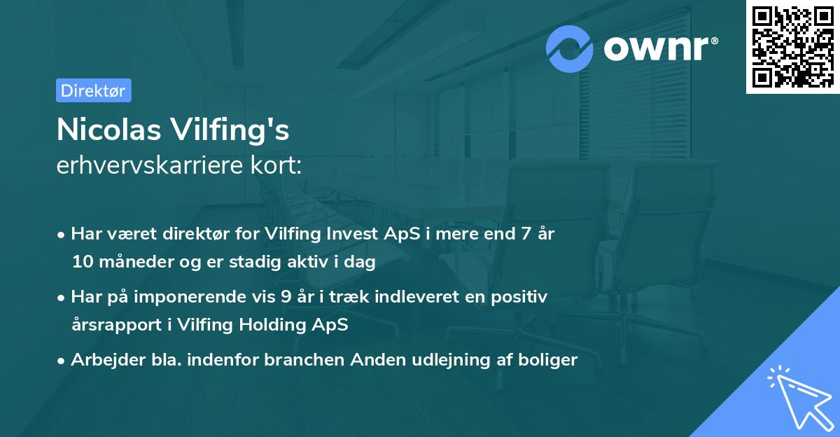 Nicolas Vilfing's erhvervskarriere kort