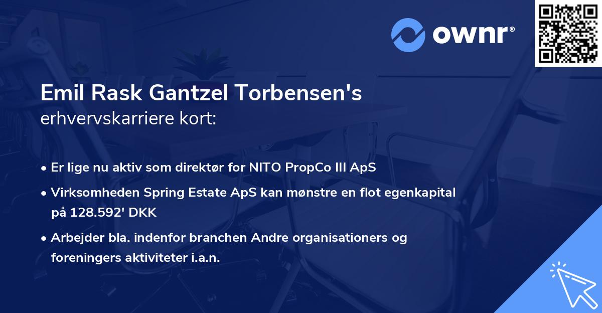 Emil Rask Gantzel Torbensen's erhvervskarriere kort