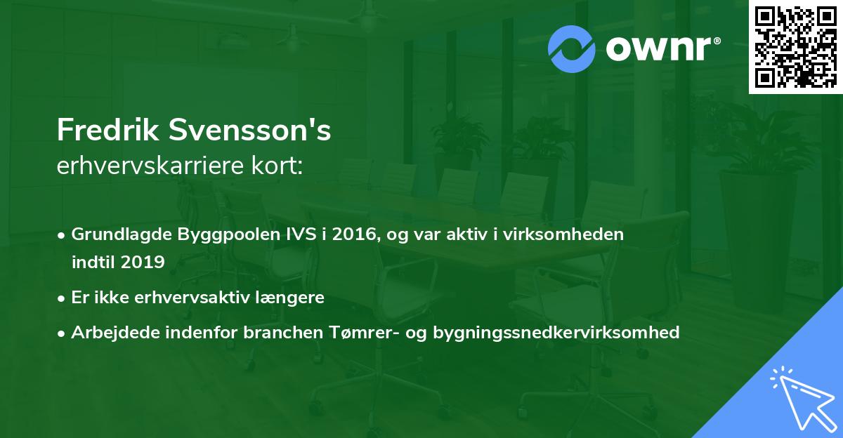 Fredrik Svensson's erhvervskarriere kort