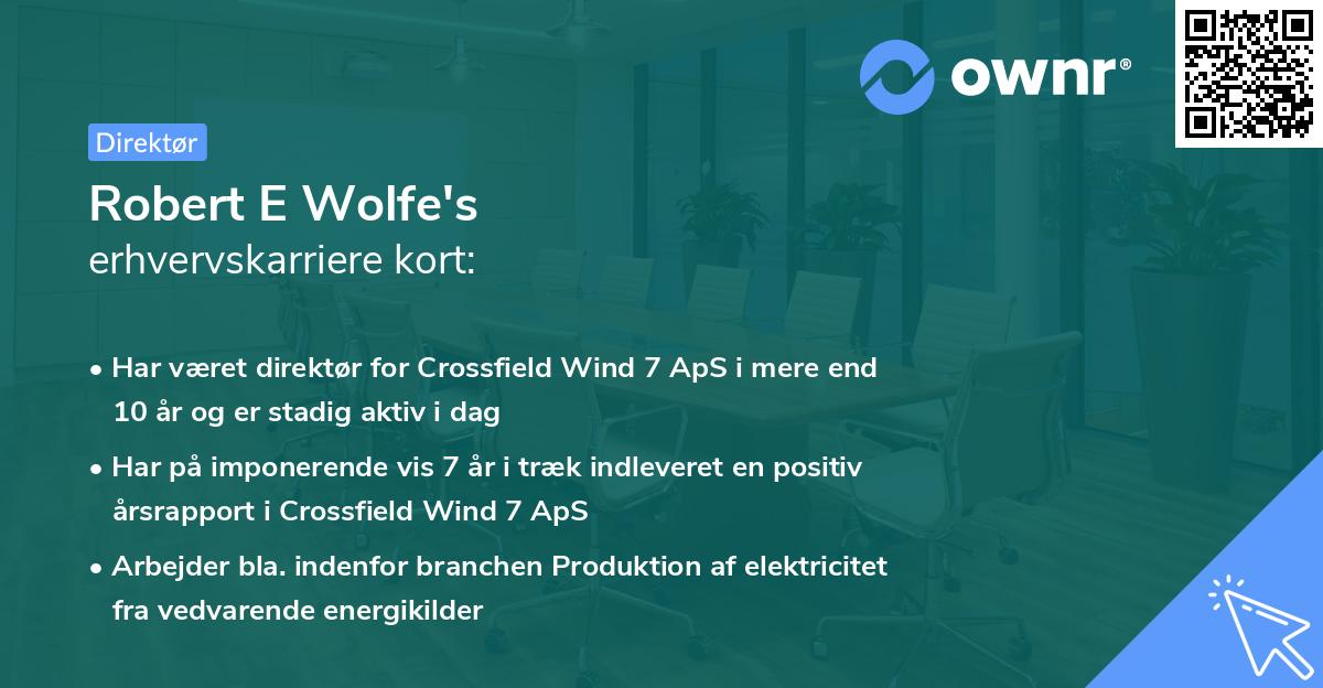 Robert E Wolfe's erhvervskarriere kort
