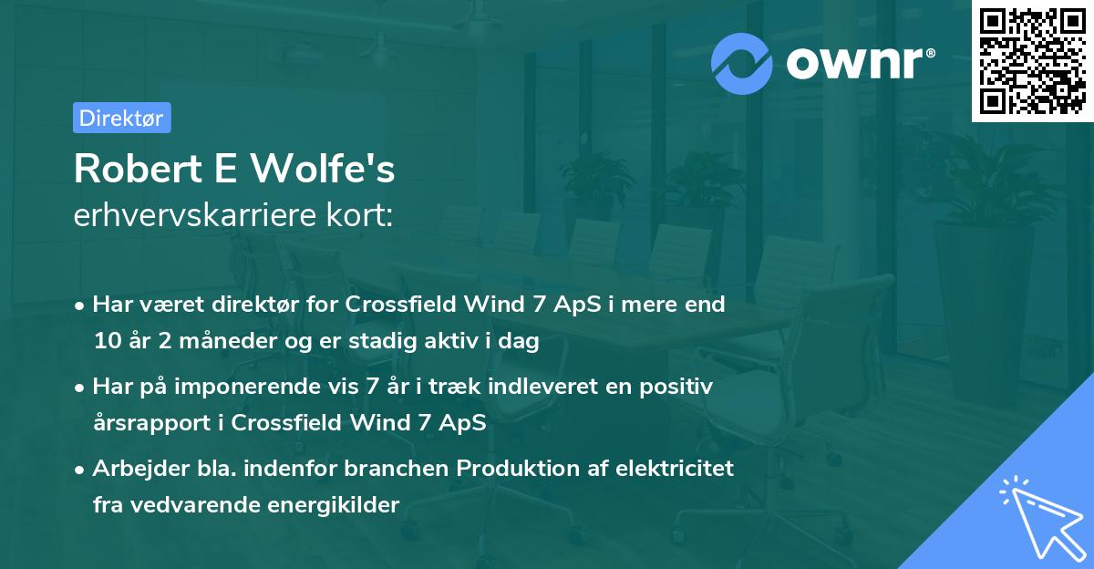 Robert E Wolfe's erhvervskarriere kort