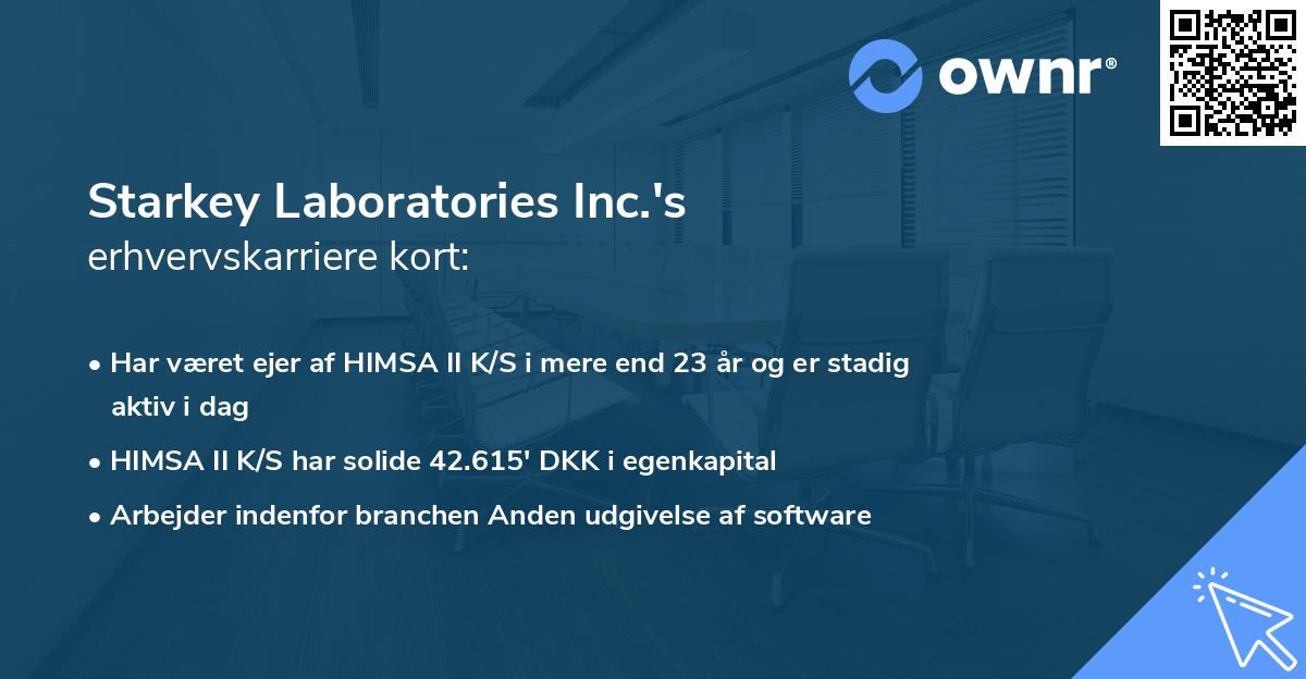 Starkey Laboratories Inc.'s erhvervskarriere kort