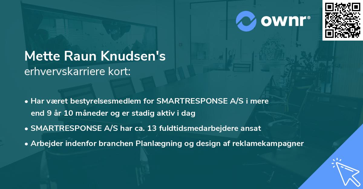 Mette Raun Knudsen's erhvervskarriere kort