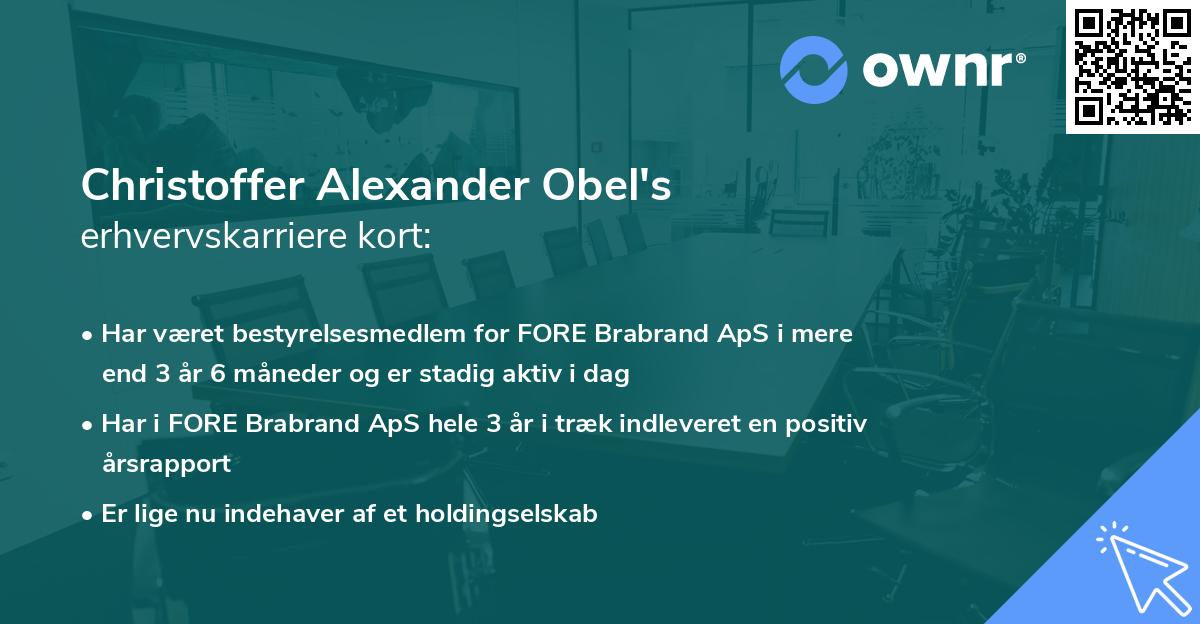 Christoffer Alexander Obel's erhvervskarriere kort