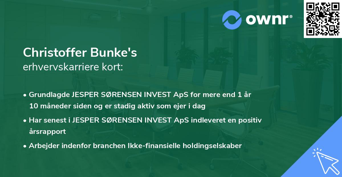 Christoffer Bunke's erhvervskarriere kort