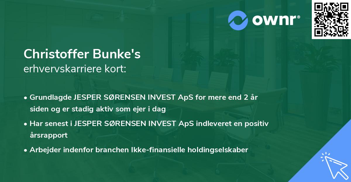 Christoffer Bunke's erhvervskarriere kort