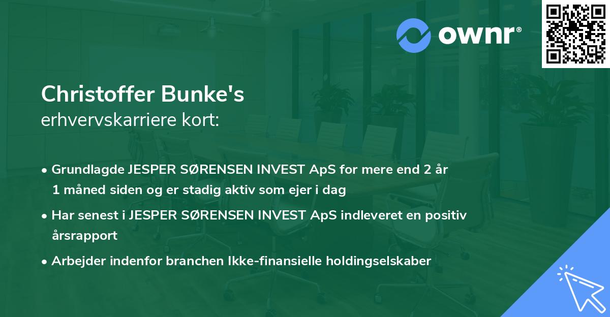 Christoffer Bunke's erhvervskarriere kort