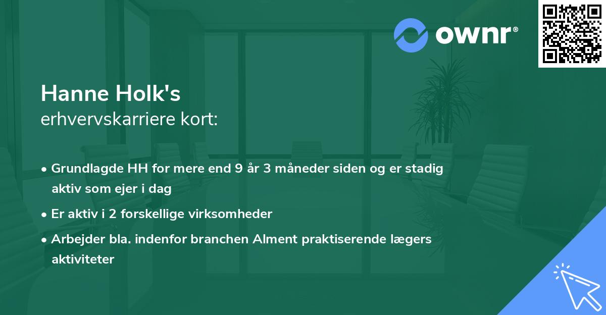 Hanne Holk's erhvervskarriere kort