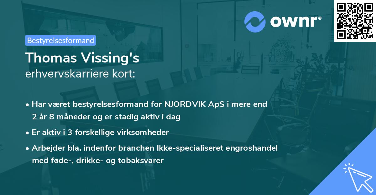 Thomas Vissing's erhvervskarriere kort