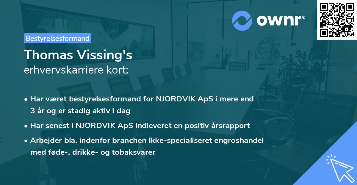 Thomas Vissing's erhvervskarriere kort