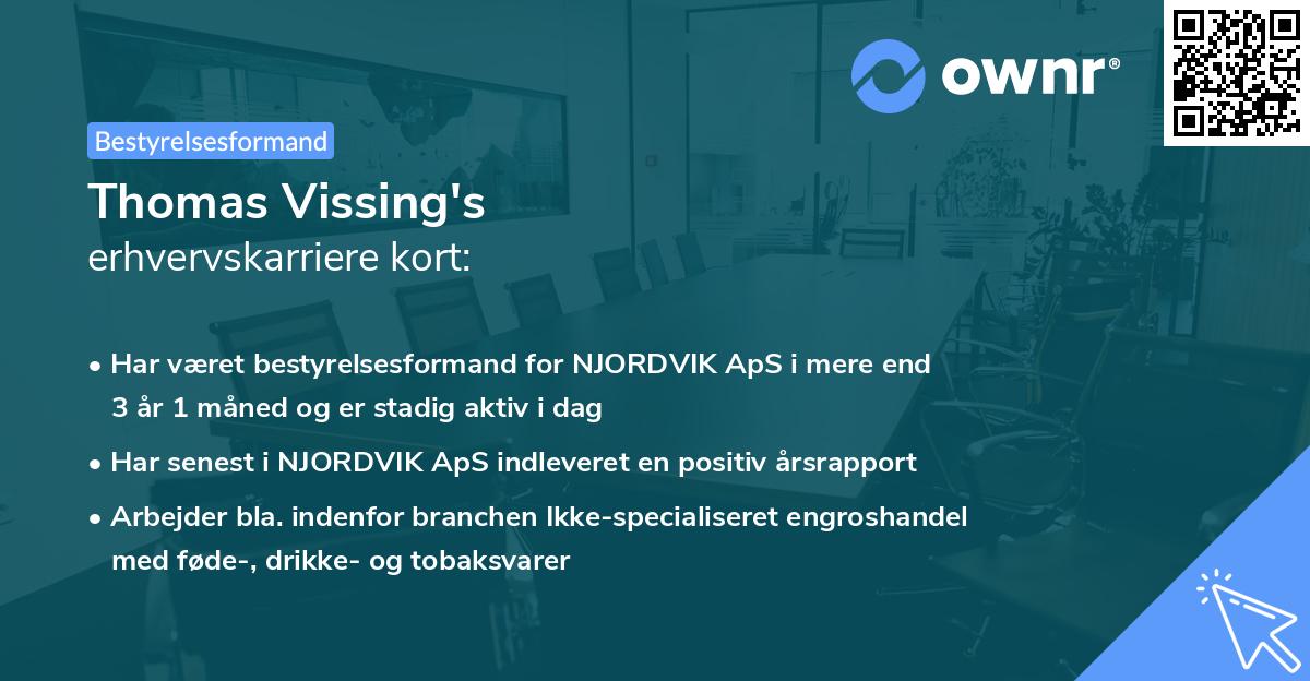 Thomas Vissing's erhvervskarriere kort