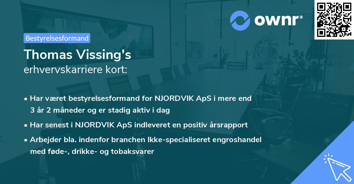 Thomas Vissing's erhvervskarriere kort