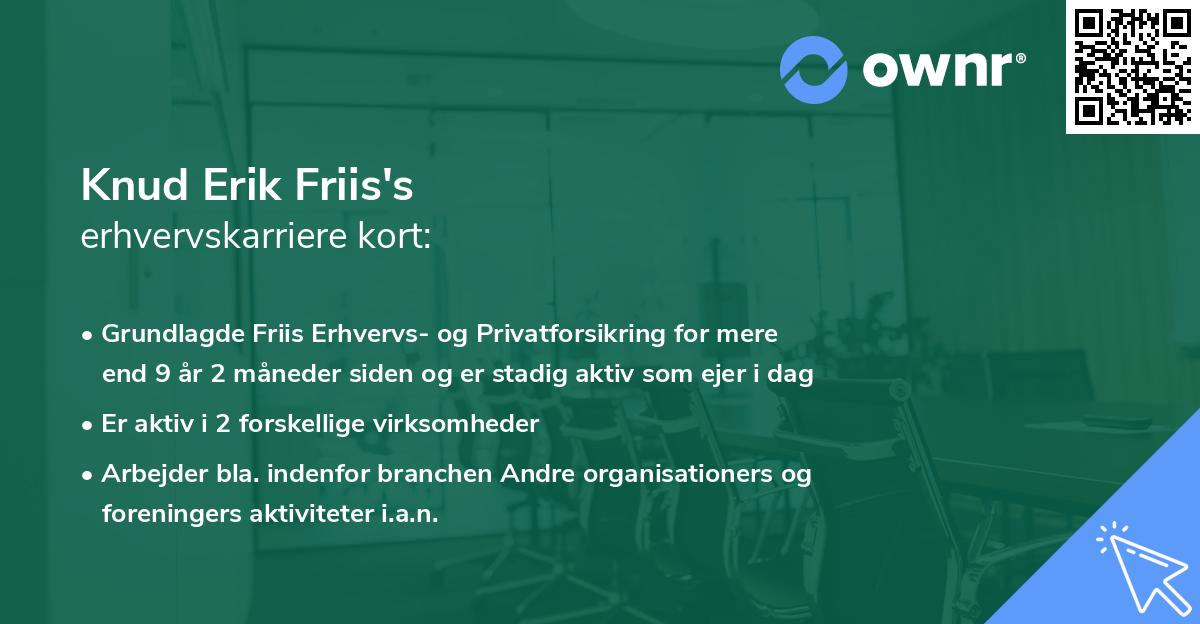 Knud Erik Friis's erhvervskarriere kort