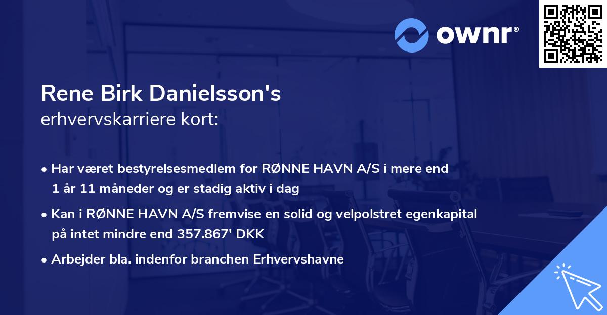 Rene Birk Danielsson's erhvervskarriere kort