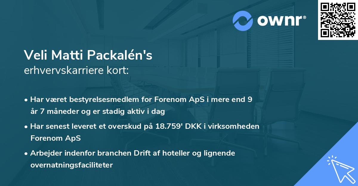 Veli Matti Packalén's erhvervskarriere kort
