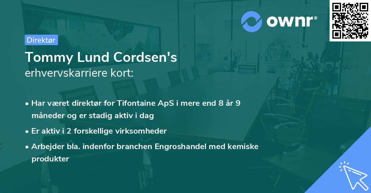 Tommy Lund Cordsen's erhvervskarriere kort