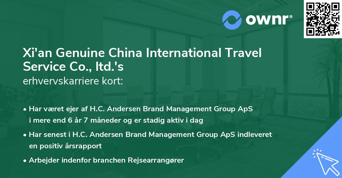 Xi'an Genuine China International Travel Service Co., ltd.'s erhvervskarriere kort