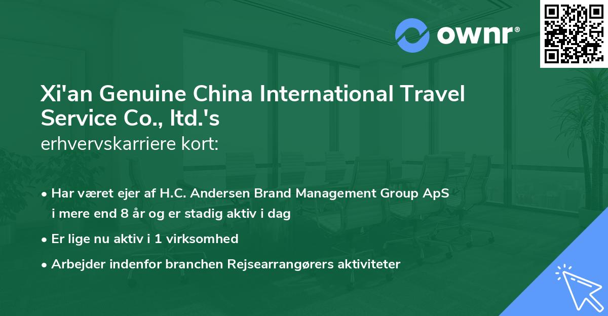 Xi'an Genuine China International Travel Service Co., ltd.'s erhvervskarriere kort