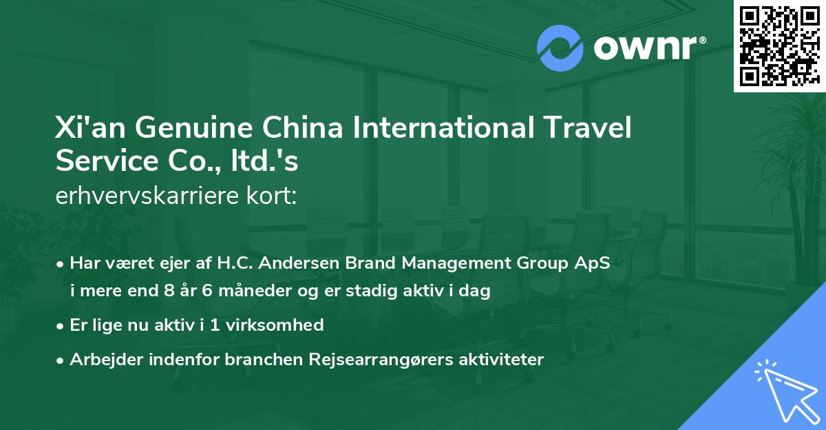 Xi'an Genuine China International Travel Service Co., ltd.'s erhvervskarriere kort