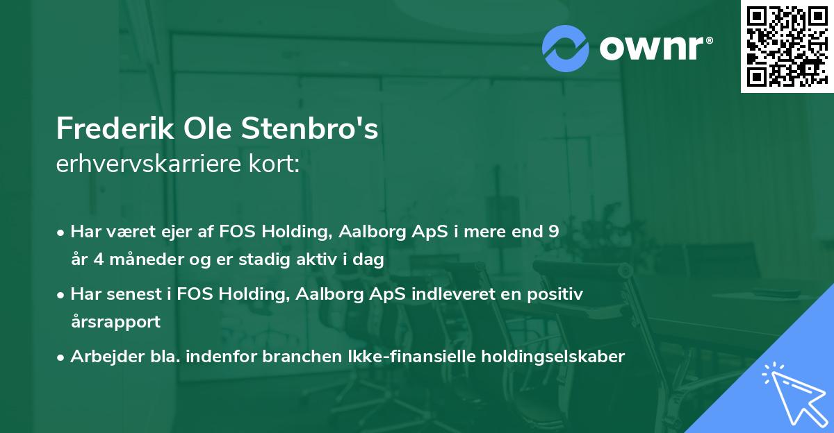 Frederik Ole Stenbro's erhvervskarriere kort