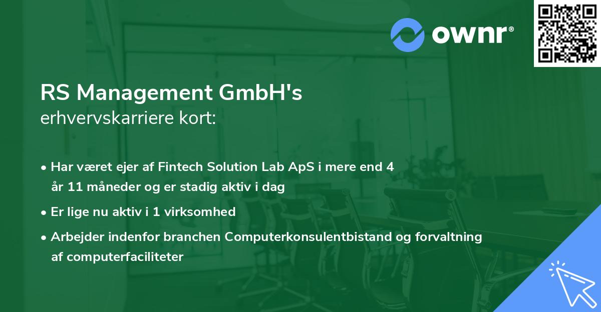 RS Management GmbH's erhvervskarriere kort