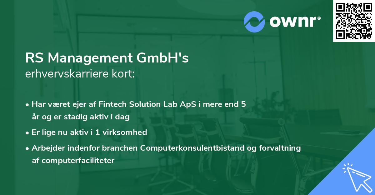 RS Management GmbH's erhvervskarriere kort