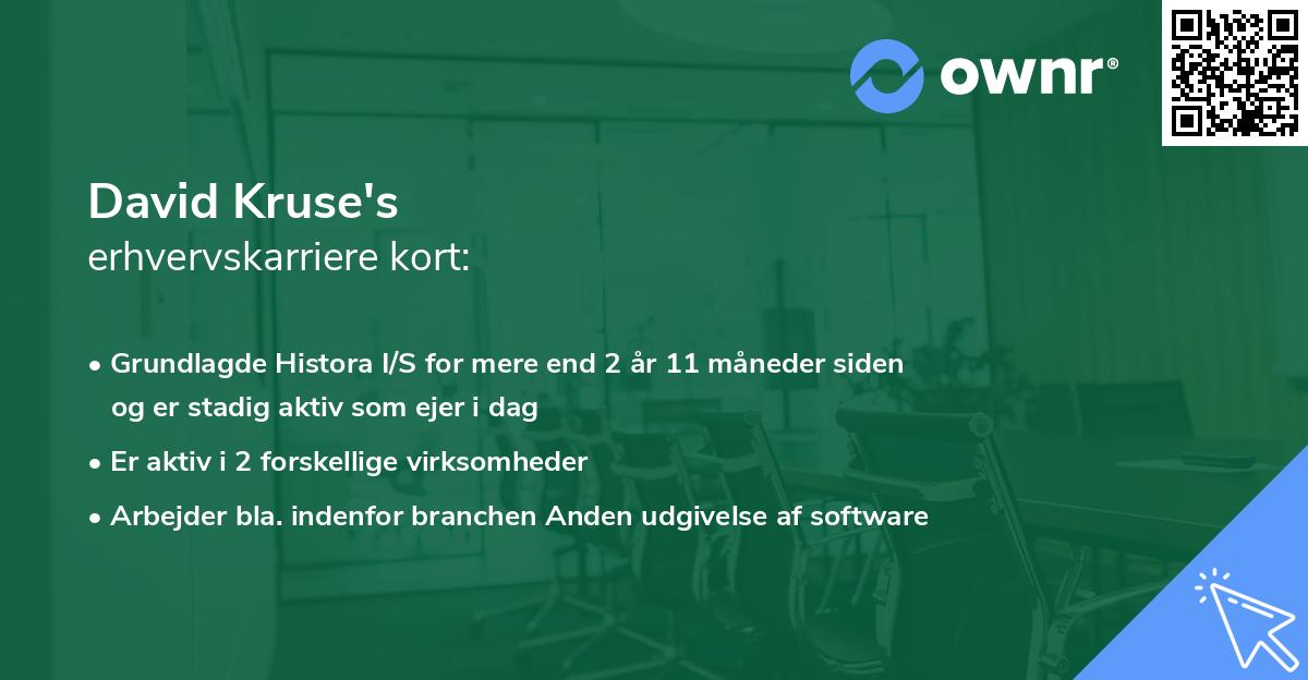 David Kruse's erhvervskarriere kort