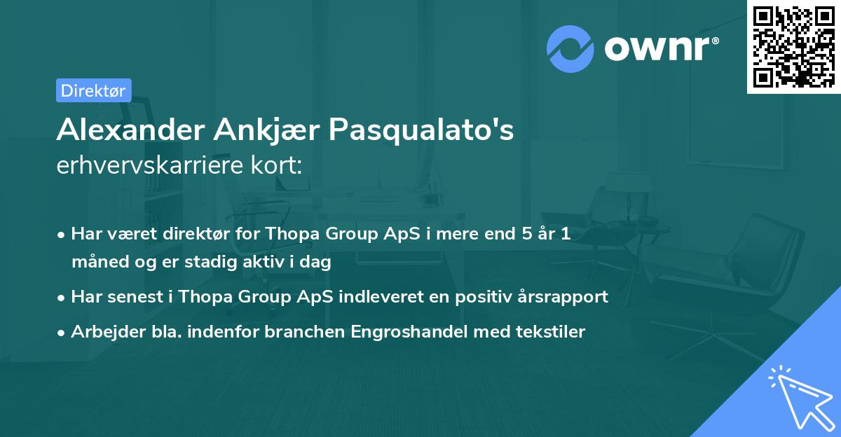 Alexander Ankjær Pasqualato's erhvervskarriere kort