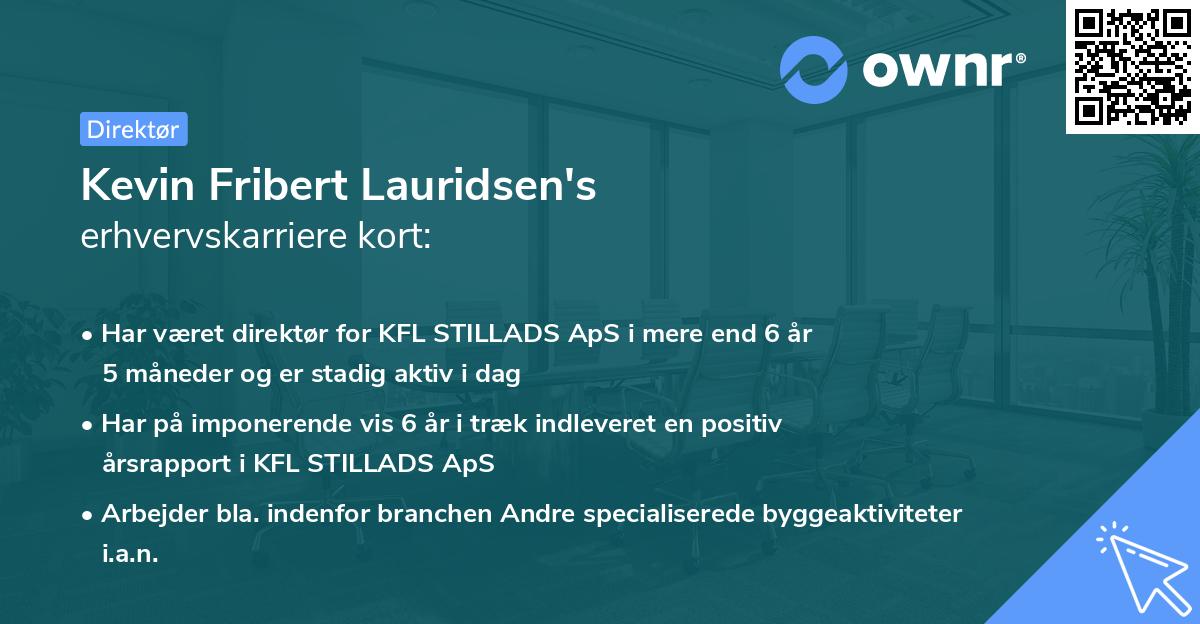 Kevin Fribert Lauridsen's erhvervskarriere kort