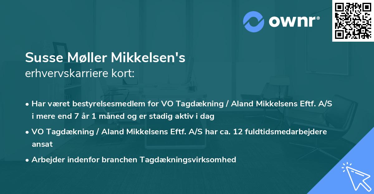 Susse Møller Mikkelsen's erhvervskarriere kort