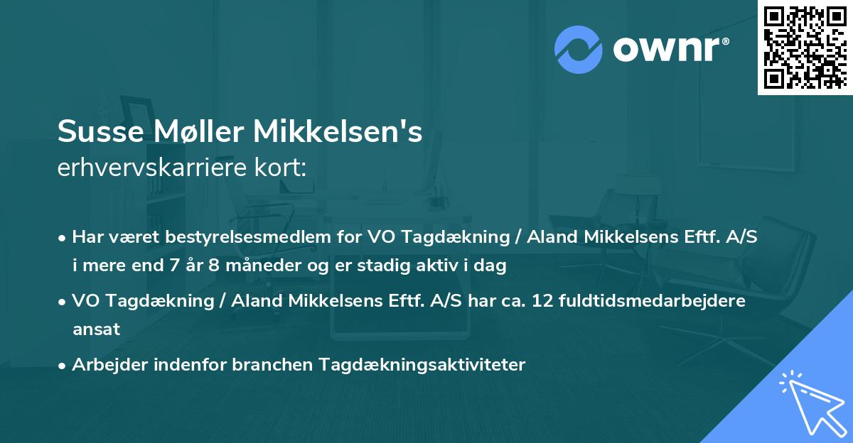 Susse Møller Mikkelsen's erhvervskarriere kort