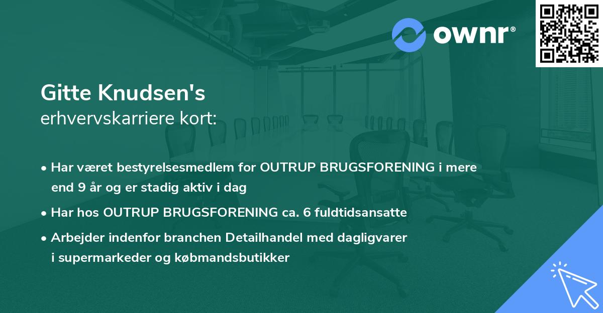 Gitte Knudsen's erhvervskarriere kort