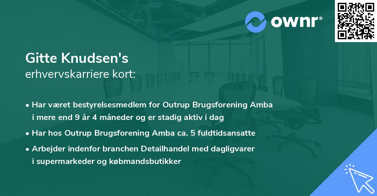 Gitte Knudsen's erhvervskarriere kort